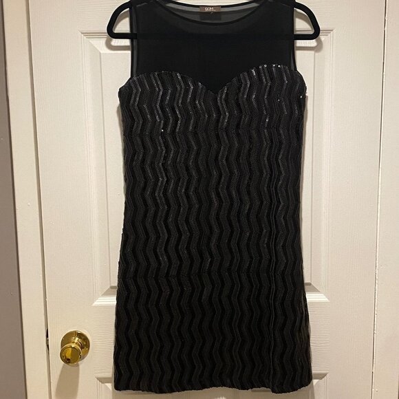 GDN Grain De Malice Black Mesh Yoke Sleeveless Bodycon Mini Dress Size EU 34 - Picture 1 of 5